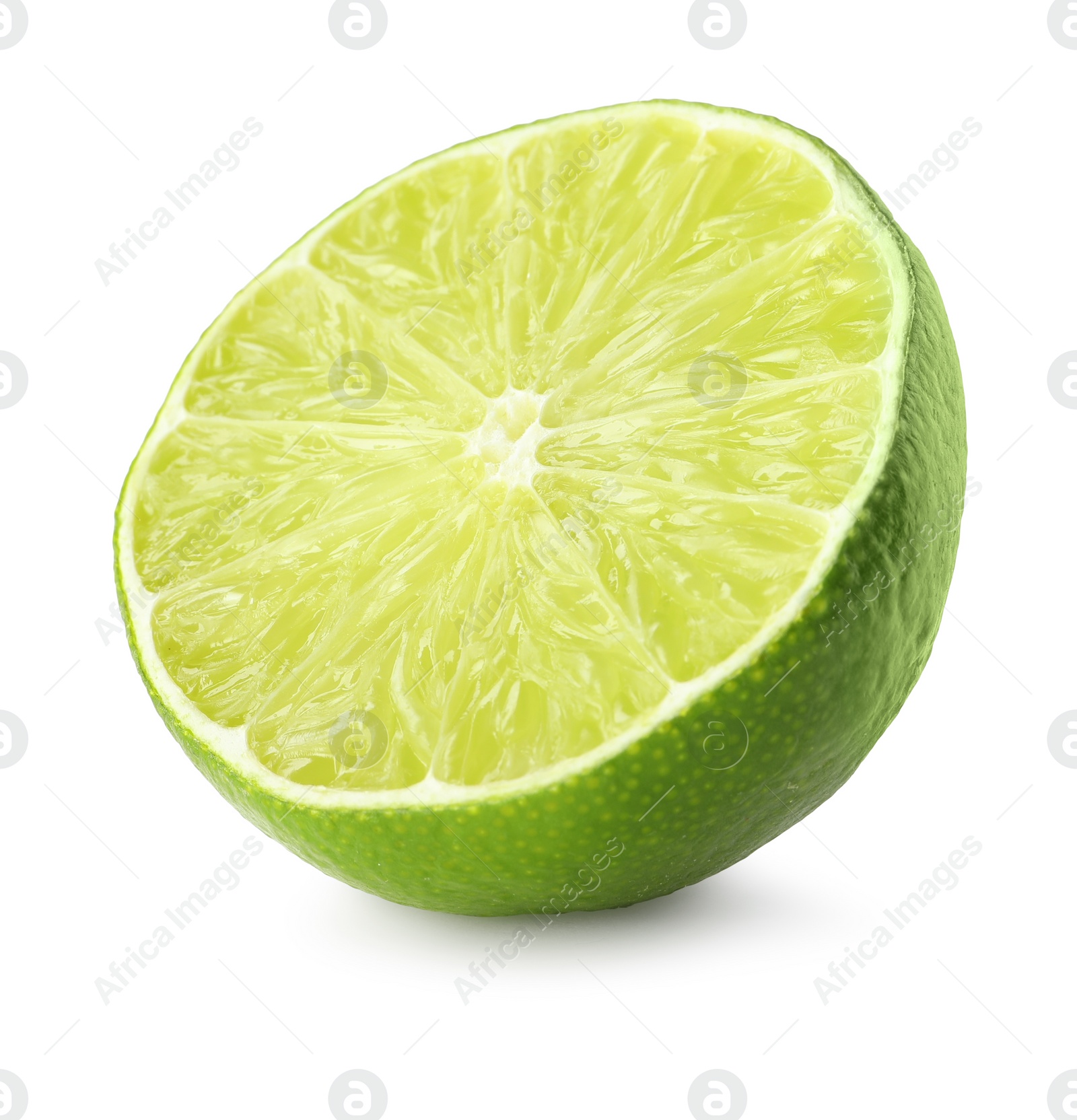 Photo of Half of fresh green ripe lime isolated on white