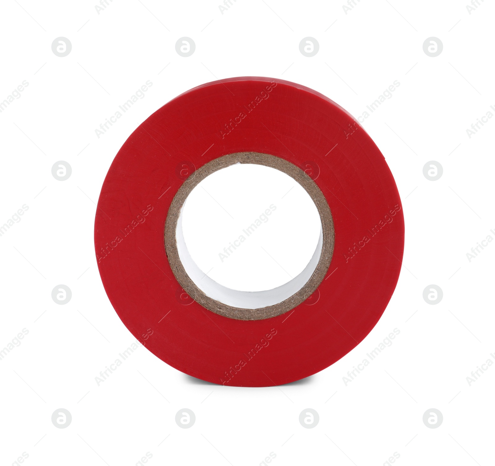 Photo of Red insulating tape isolated on white. Electrician's supply