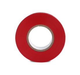 Photo of Red insulating tape isolated on white. Electrician's supply