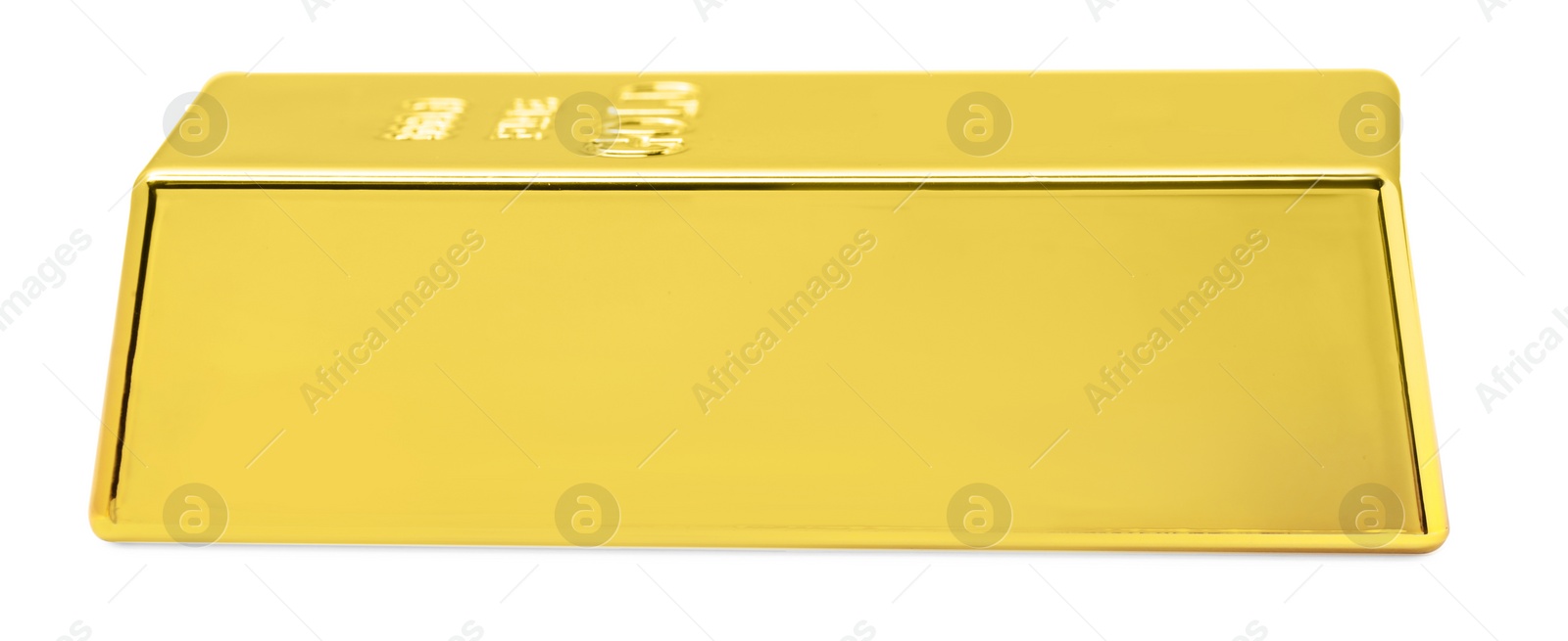 Photo of One shiny gold bar isolated on white