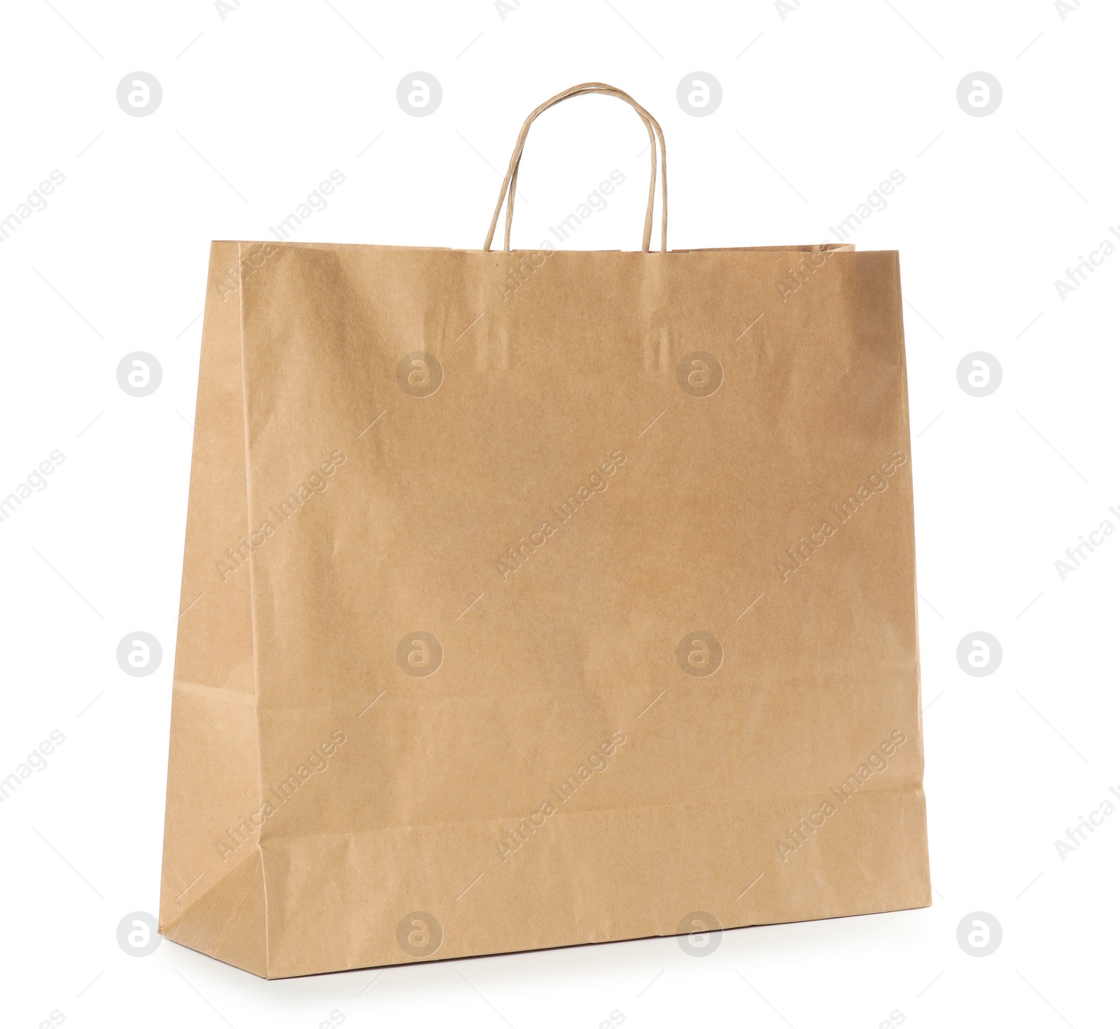 Photo of Paper shopping bag isolated on white. Mock up for design