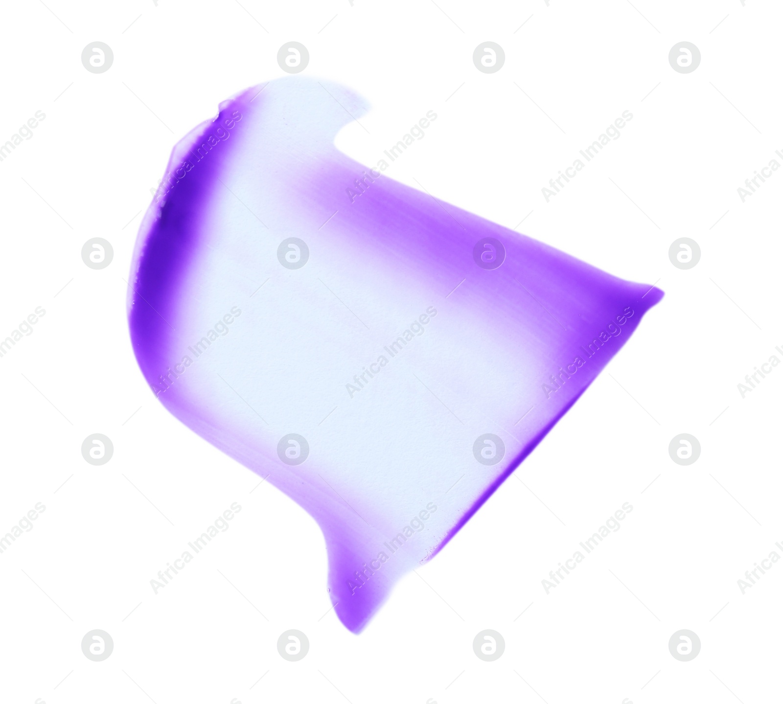 Photo of Purple paint sample on white background, top view