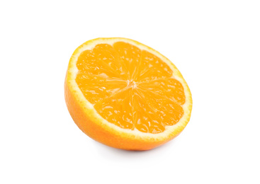 Cut fresh juicy tangerine isolated on white