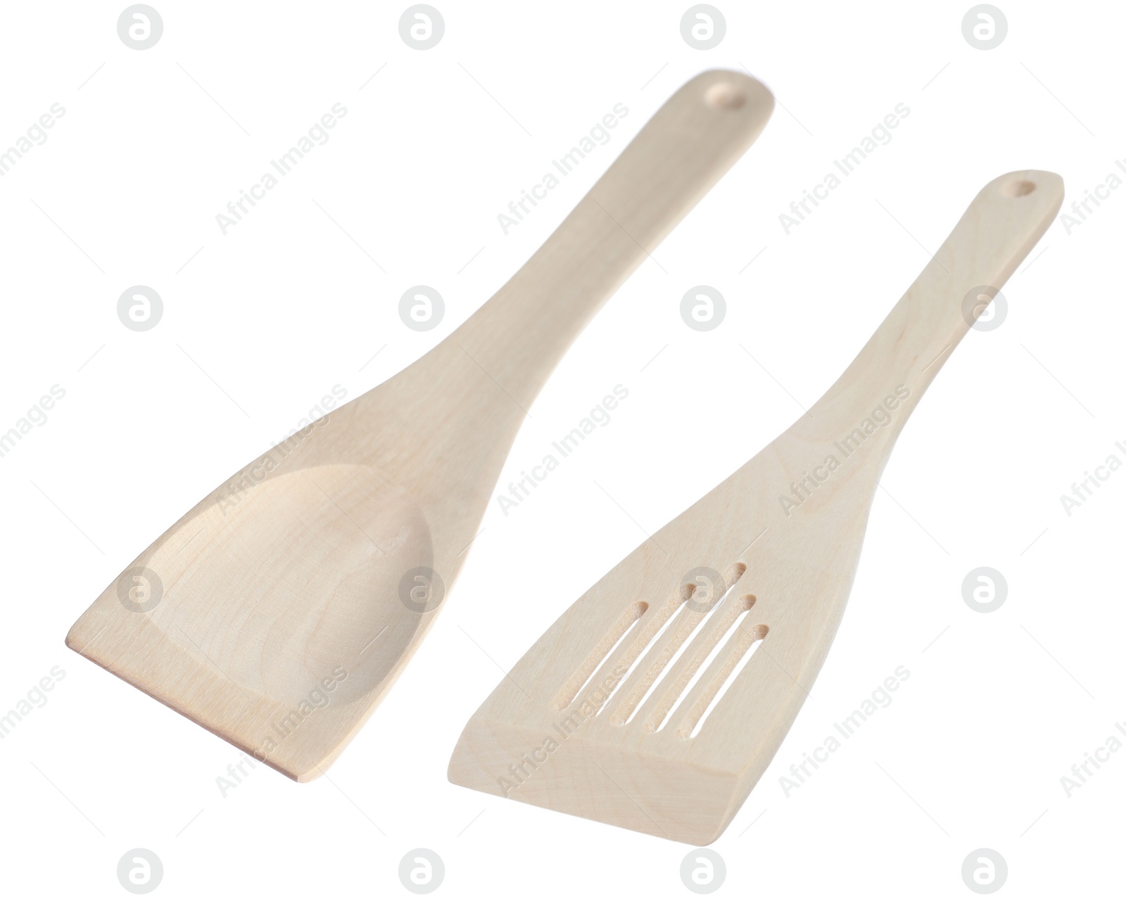 Image of Wooden spatulas isolated on white. Cooking utensil