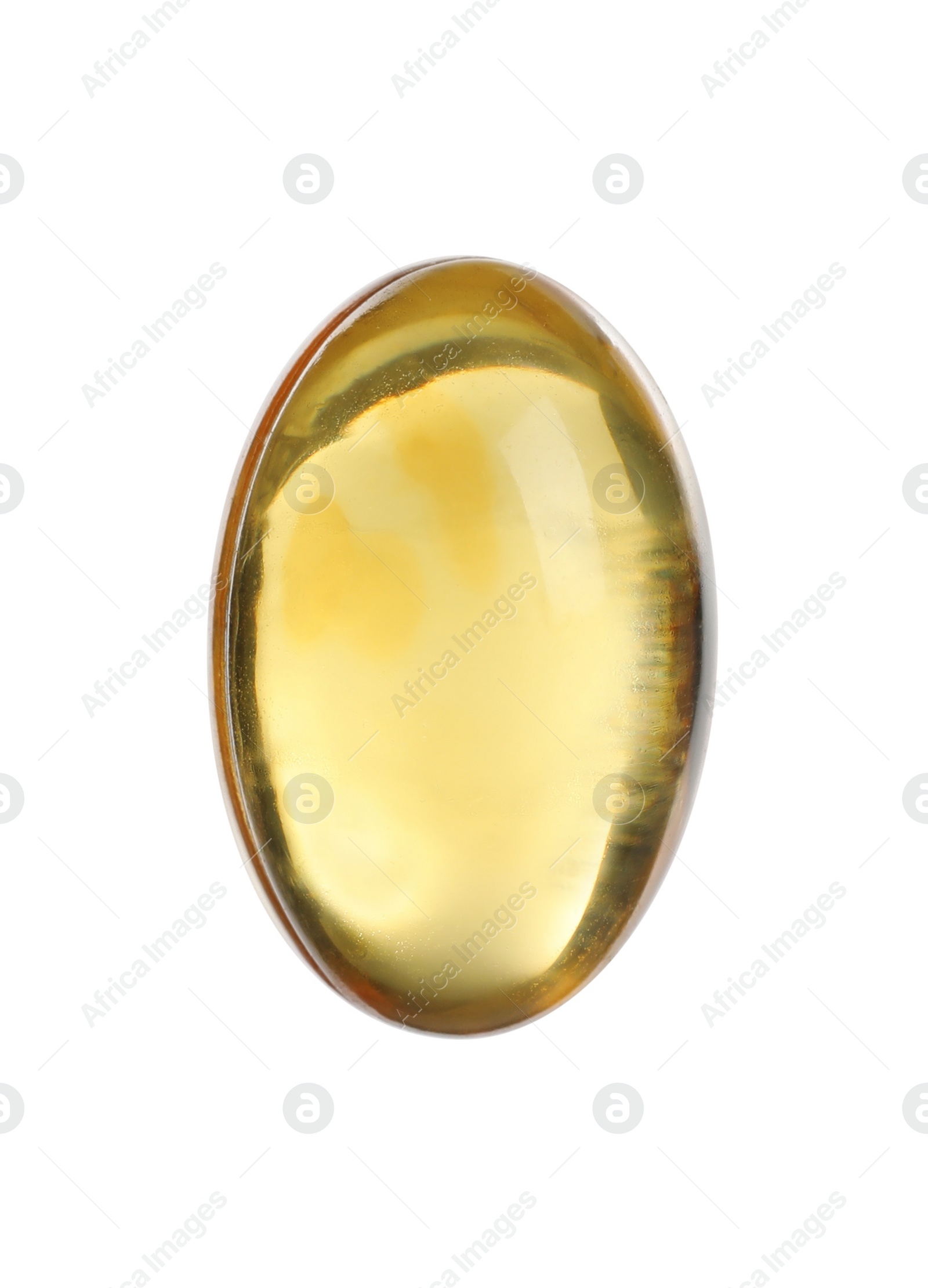 Photo of One yellow pill isolated on white. Medicinal treatment