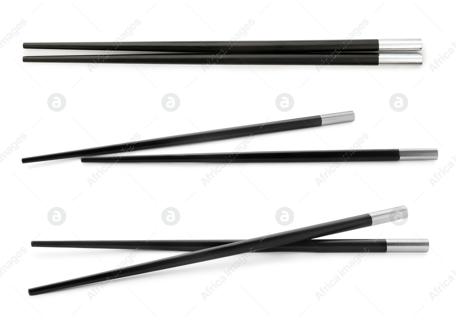 Image of Collage with black chopsticks isolated on white