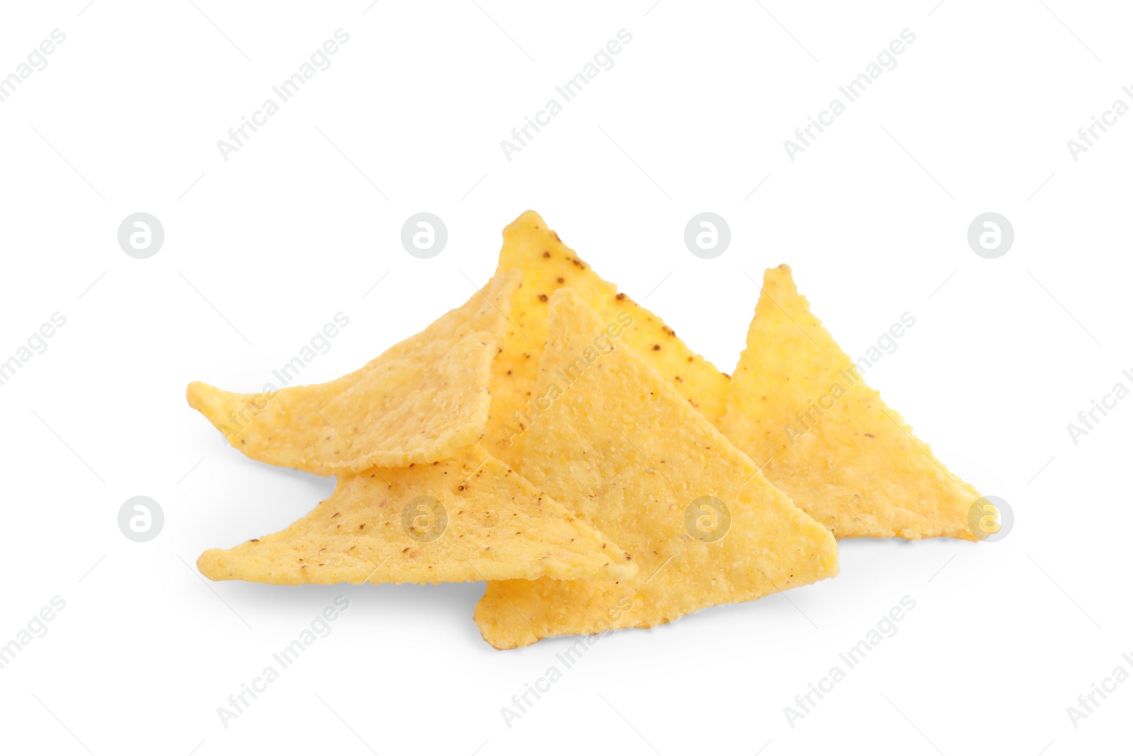 Photo of Tasty tortilla chips (nachos) on white background