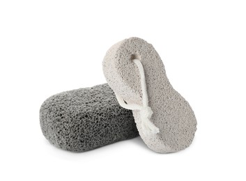 Image of Different pumice stones on white background. Pedicure tool