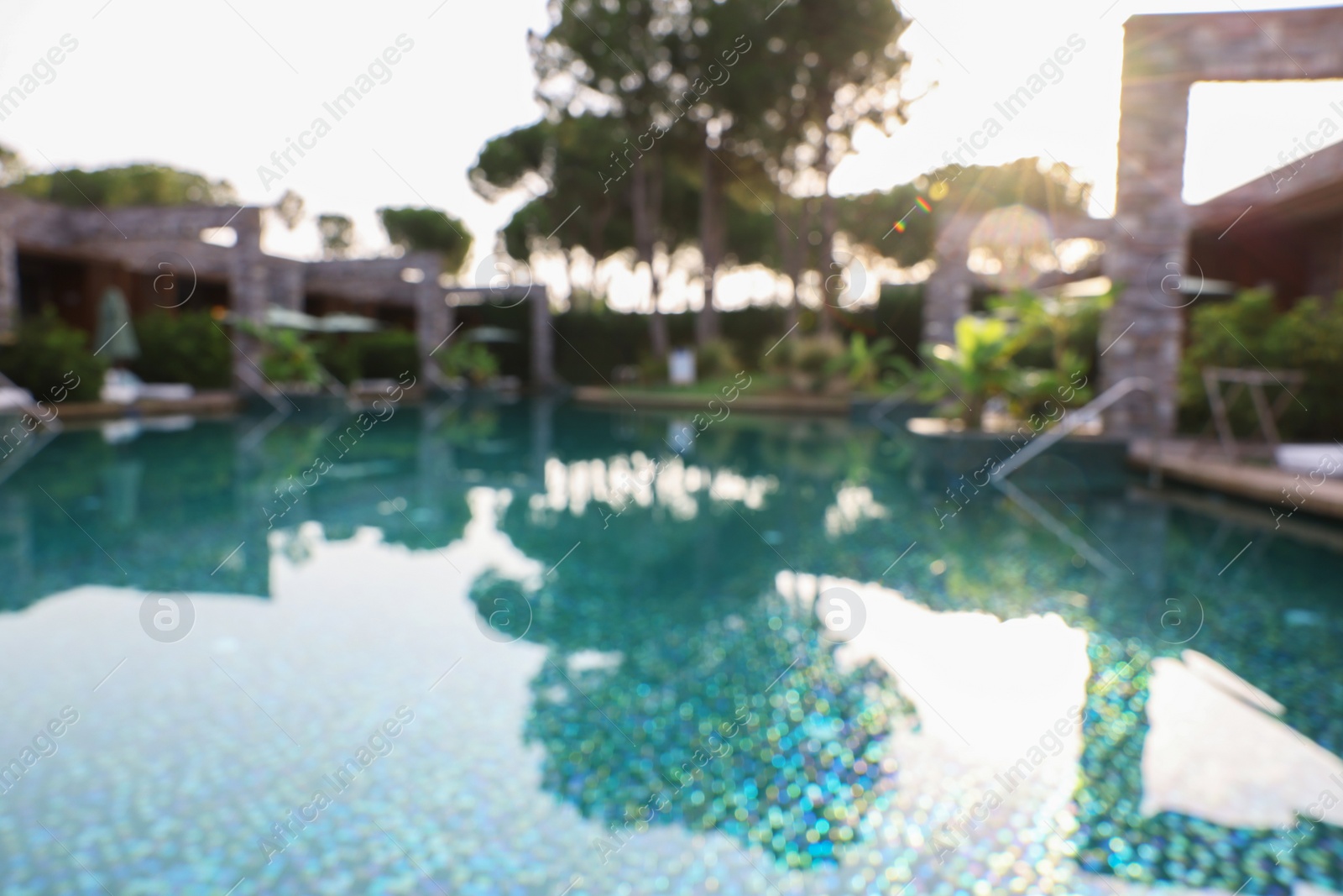 Photo of Outdoor swimming pool at resort, blurred view