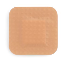 Photo of One medical adhesive bandage isolated on white, top view