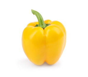 Photo of Ripe yellow bell pepper isolated on white