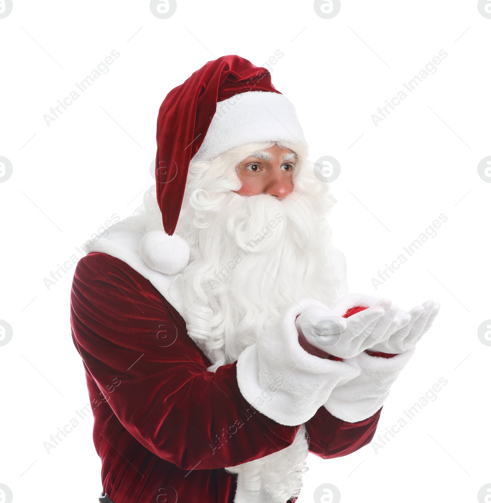 Photo of Portrait of Santa Claus on white background