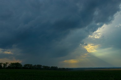 Photo of Beautiful view of sky with thunder clouds over field