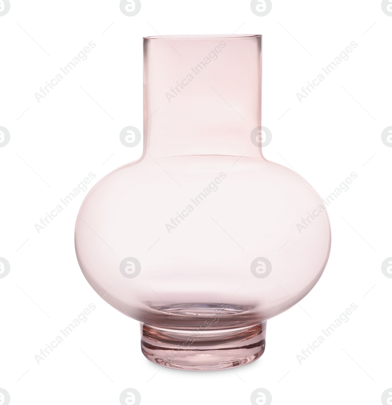 Photo of Stylish empty glass vase isolated on white