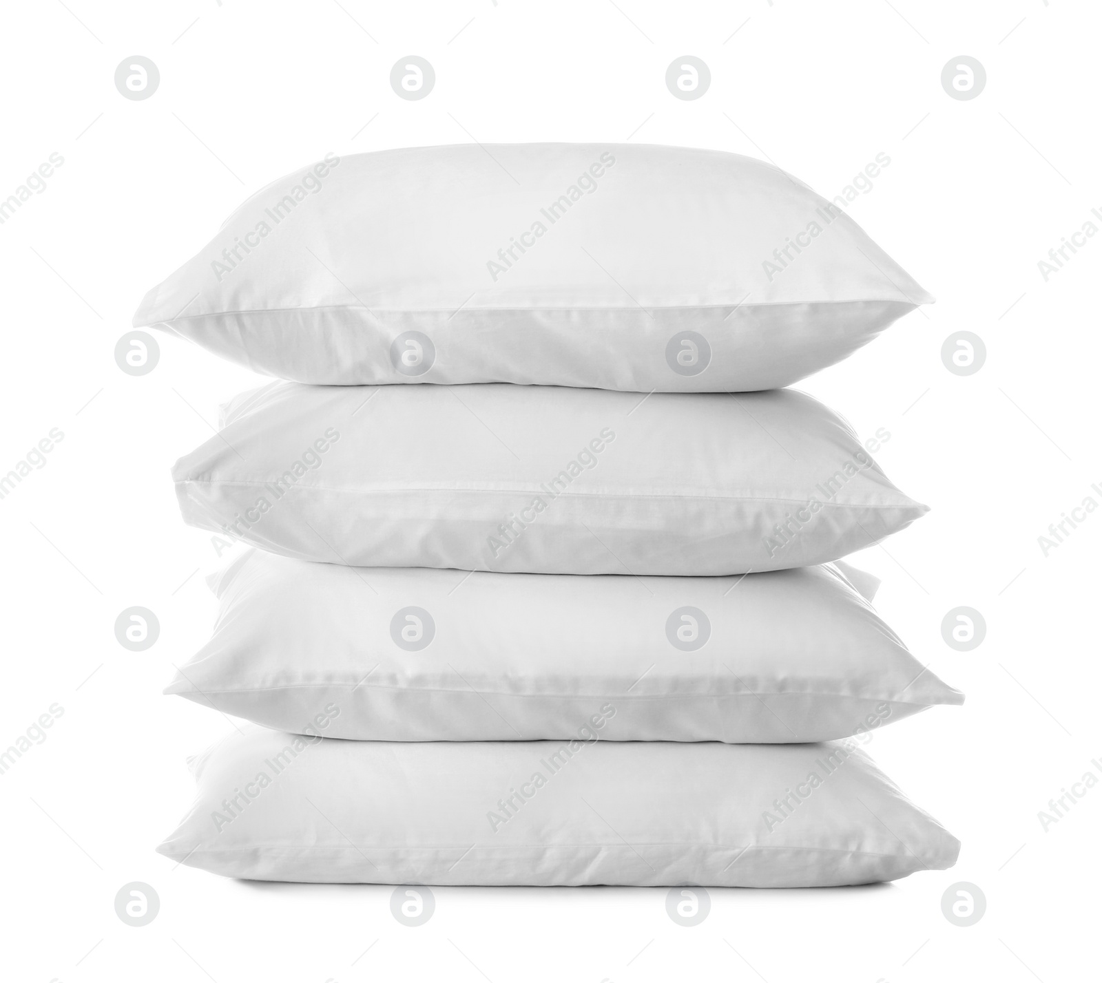 Photo of Clean soft bed pillows on white background