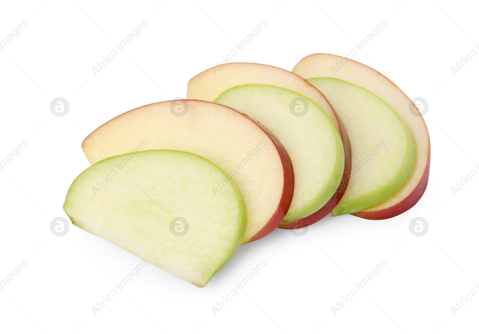 Photo of Slices of ripe apples isolated on white