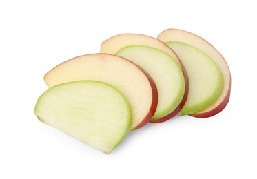 Photo of Slices of ripe apples isolated on white