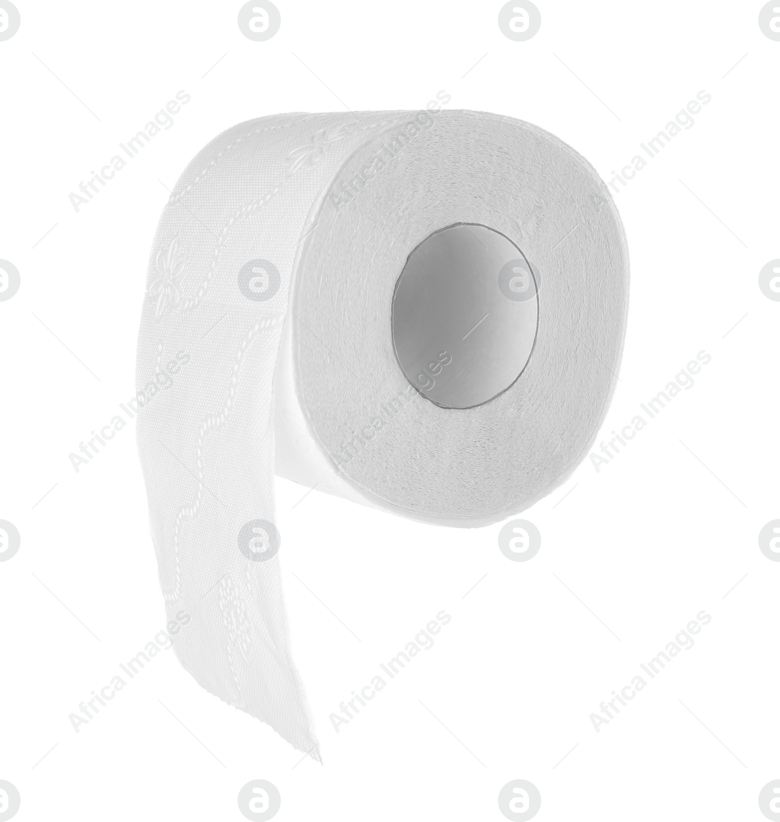 Photo of Roll of toilet paper on white background. Personal hygiene