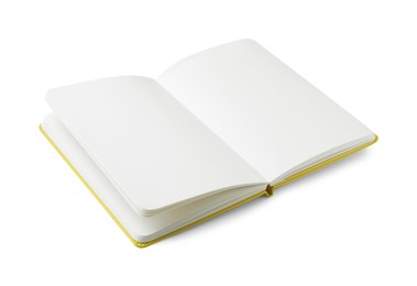 Open notebook with blank pages isolated on white