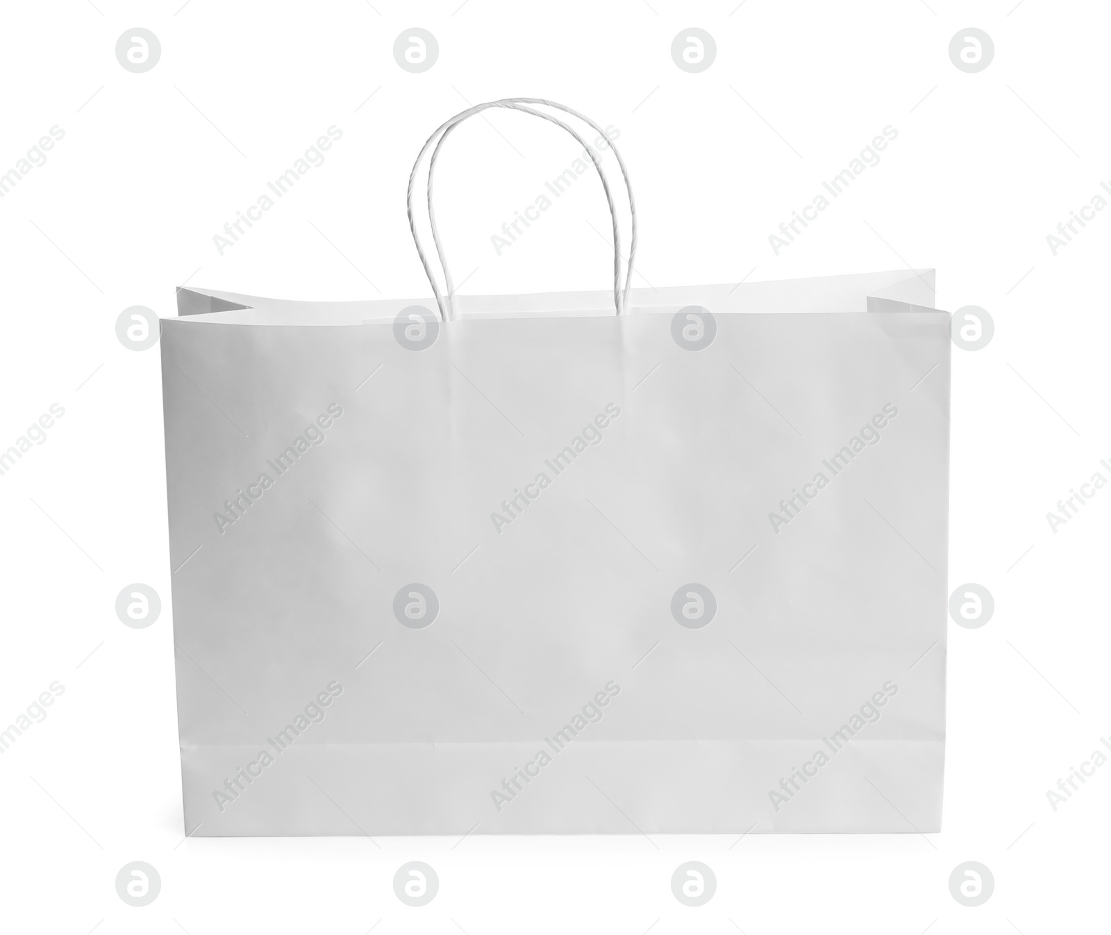 Photo of One paper bag isolated on white. Mockup for design