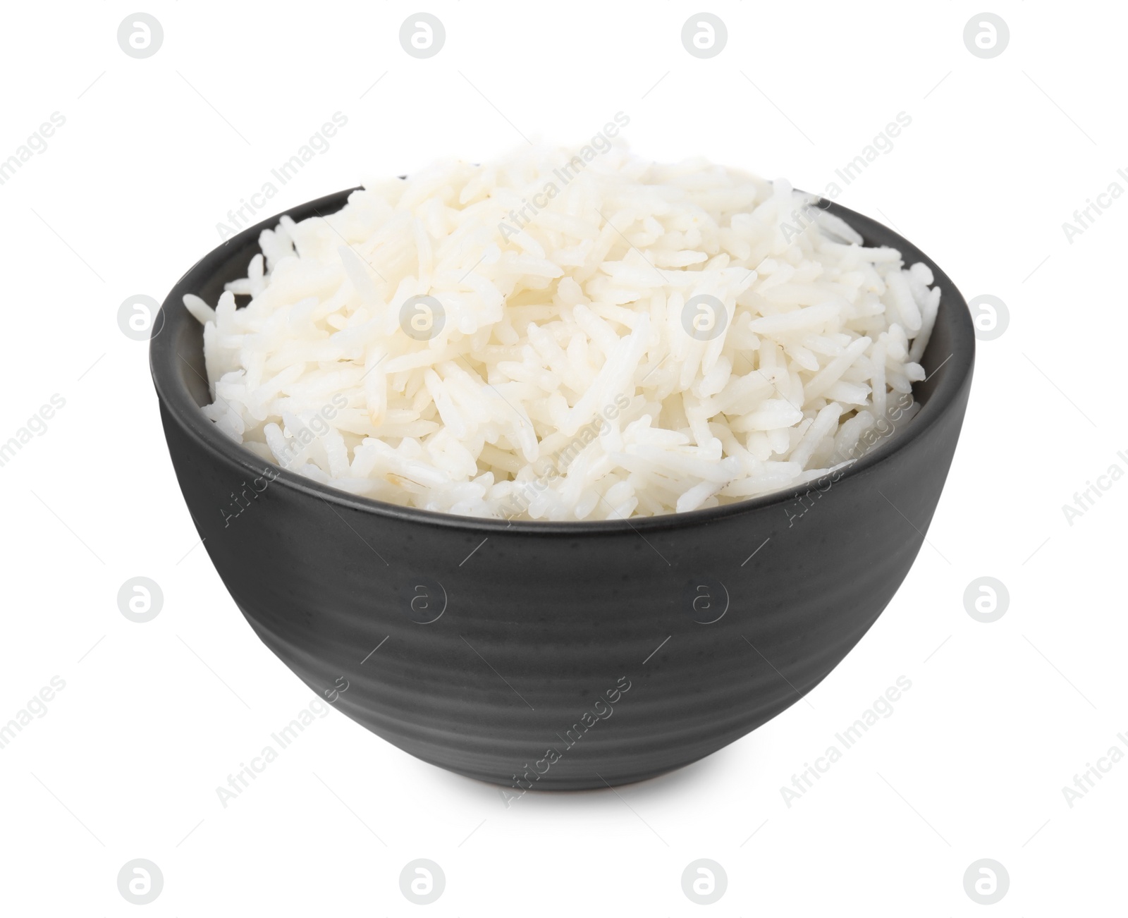 Photo of Delicious rice in bowl isolated on white