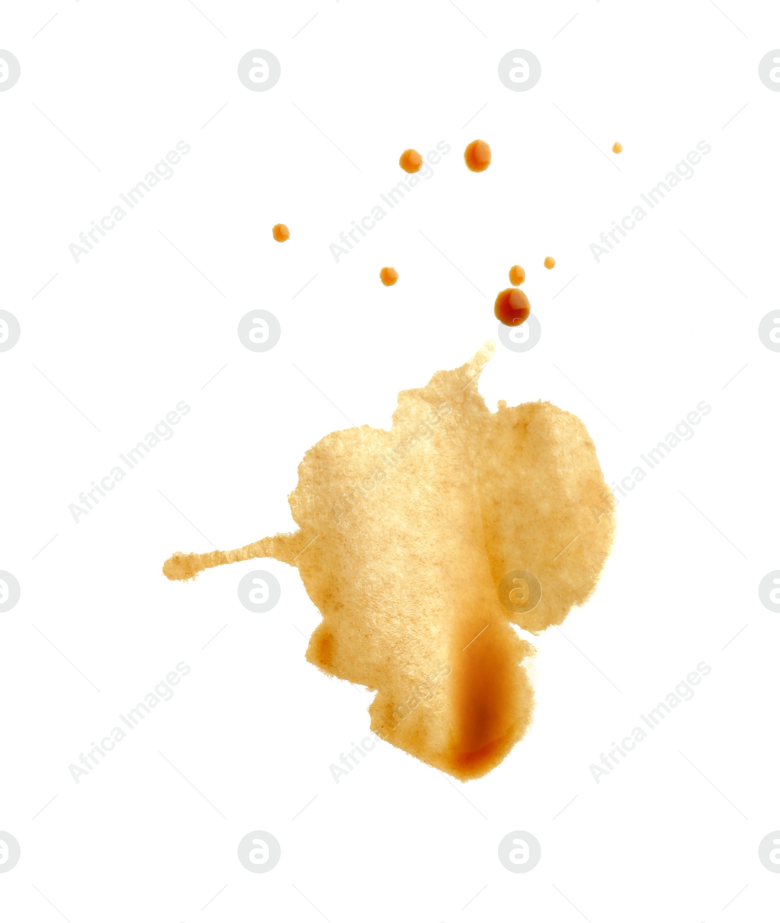 Photo of Dried coffee stain isolated on white, top view