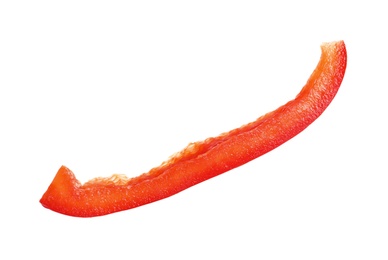 Photo of Slice of ripe red bell pepper on white background