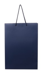 One dark blue shopping bag isolated on white