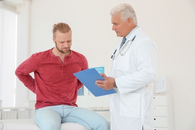 Man with health problems visiting urologist at hospital