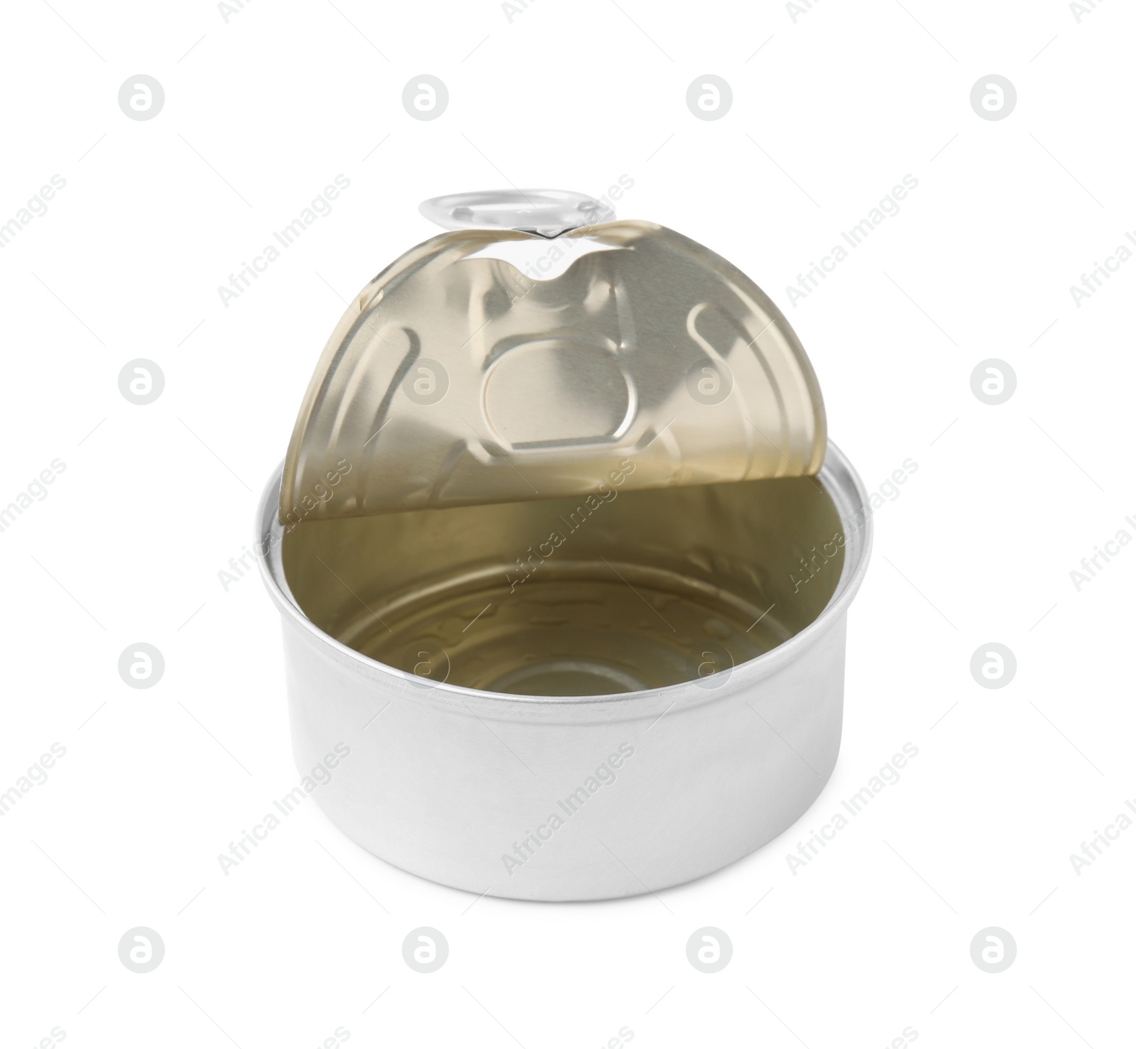 Photo of One open tin can isolated on white