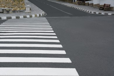 View of pedestrian crossing on city street