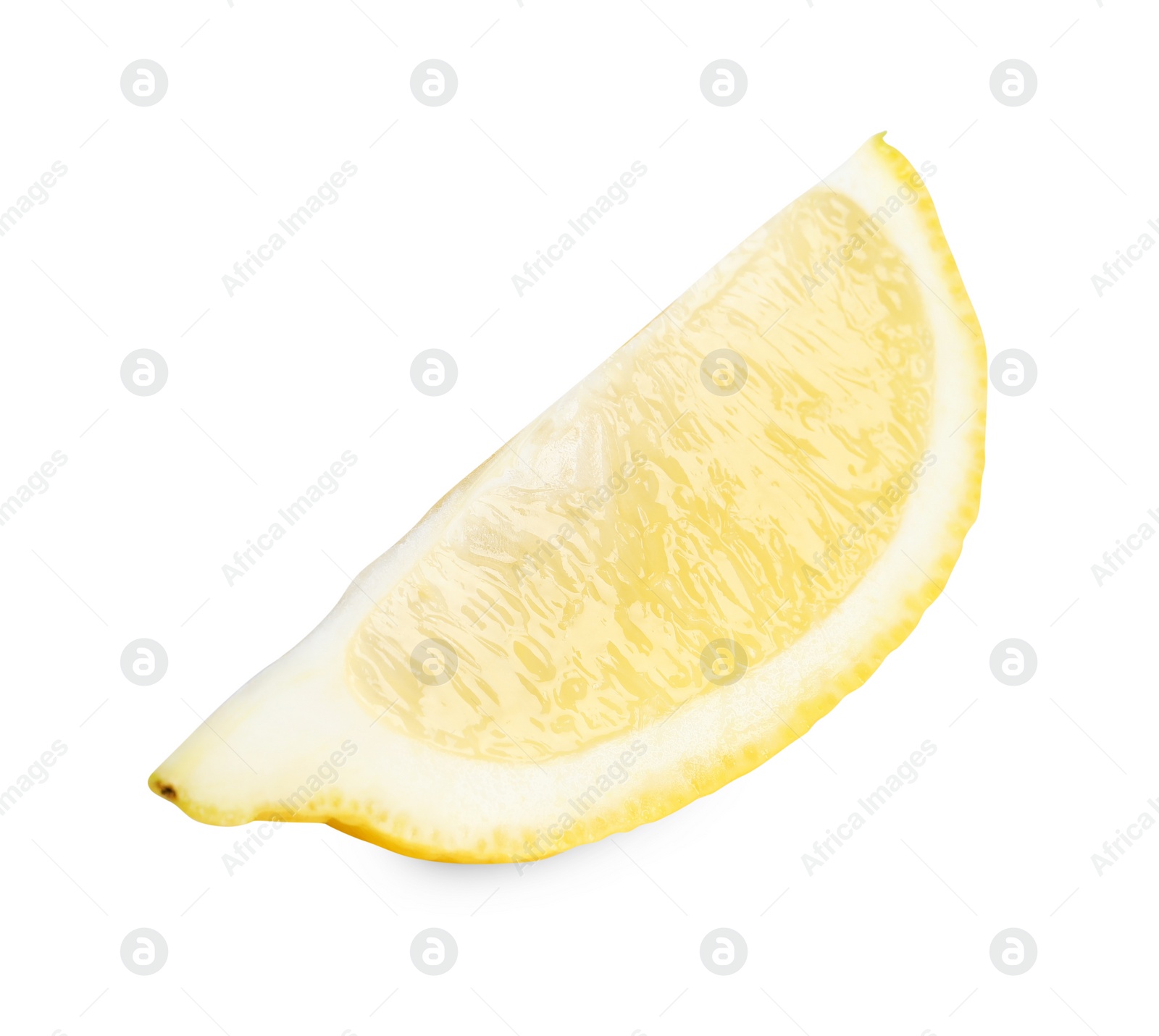 Photo of Citrus fruit. Slice of fresh lemon isolated on white