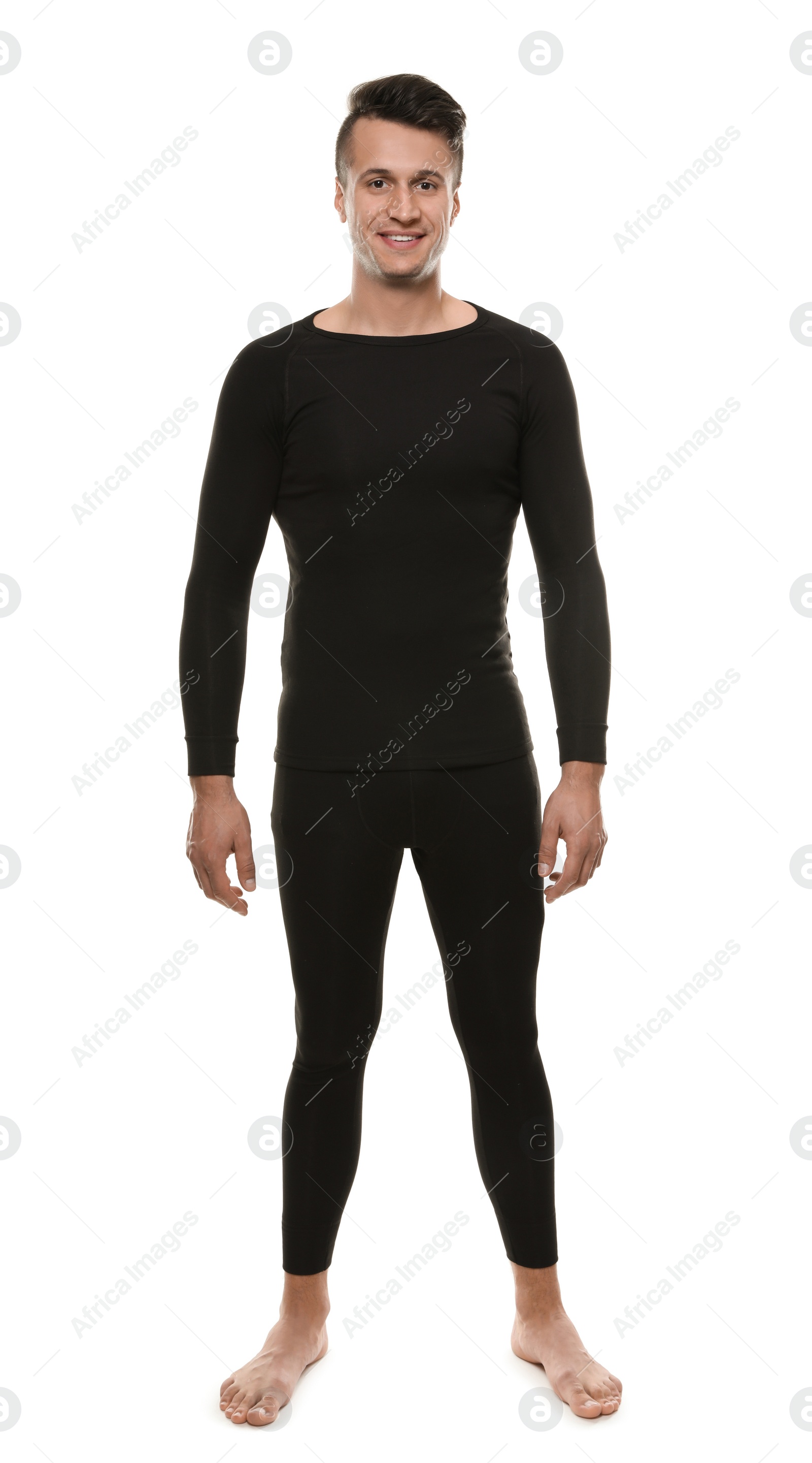 Photo of Man wearing thermal underwear isolated on white