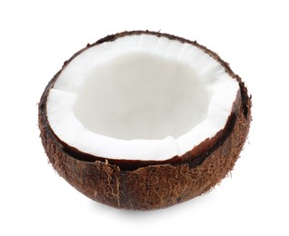 Photo of Half of ripe coconut isolated on white