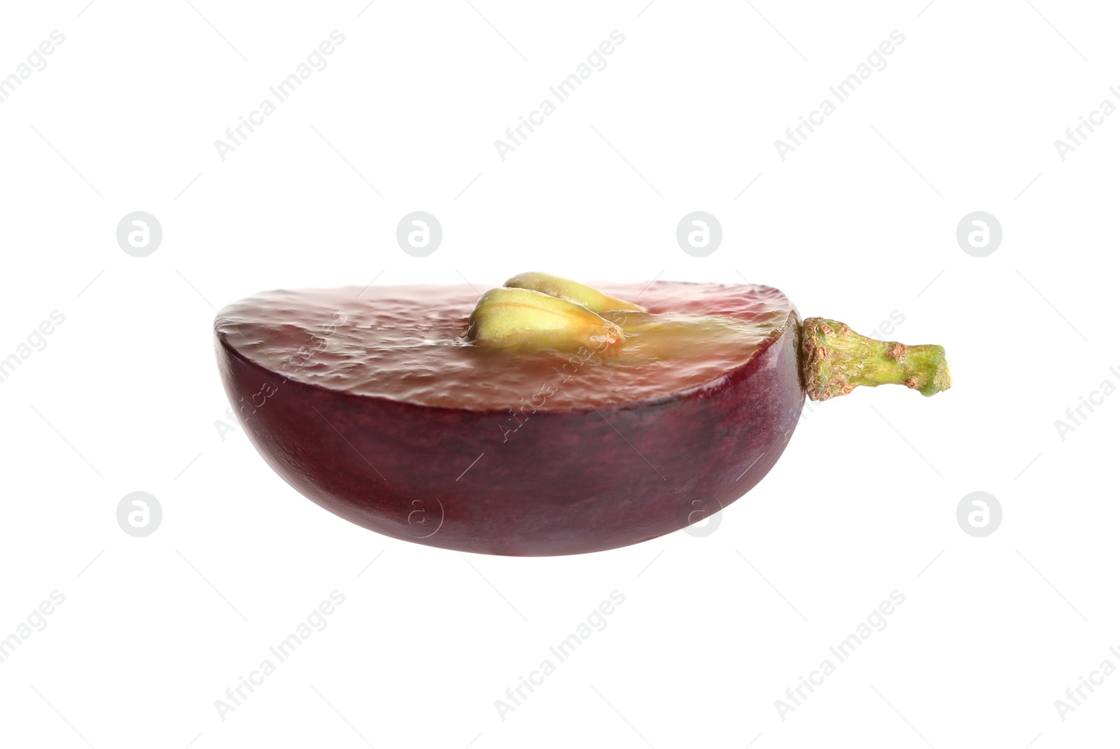 Photo of Half of delicious ripe red grape isolated on white