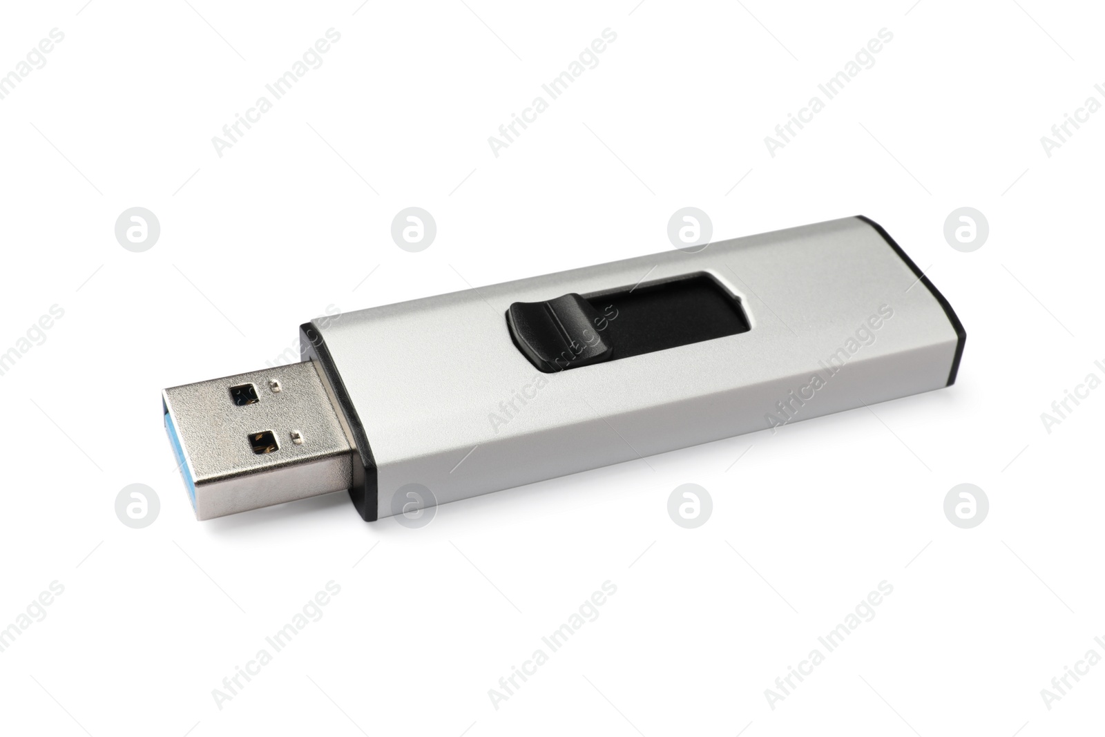 Photo of Modern usb flash drive isolated on white