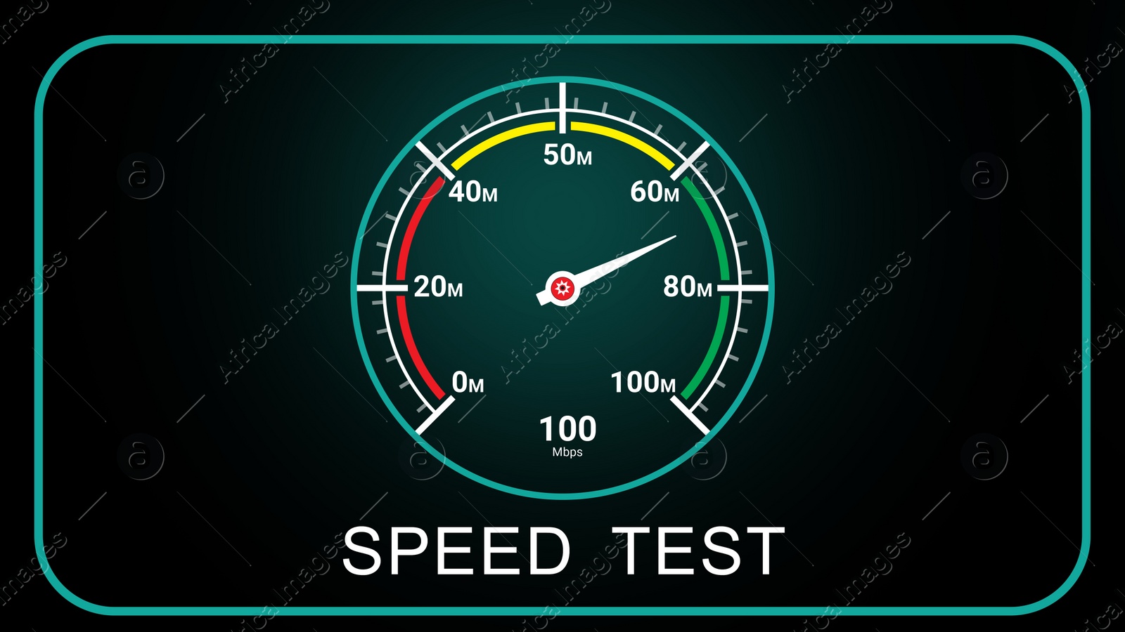 Image of Speed test screen with illustration of speedometer