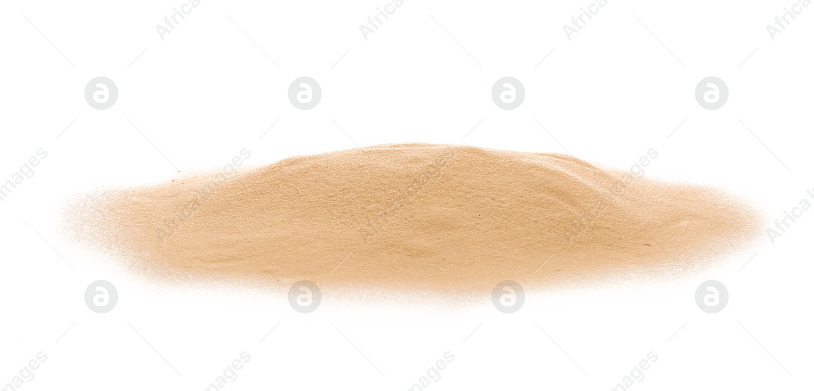 Photo of Heap of dry beach sand on white background