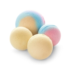 Bath bombs on white background. Beauty accessory