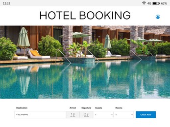 Online hotel booking website interface with information