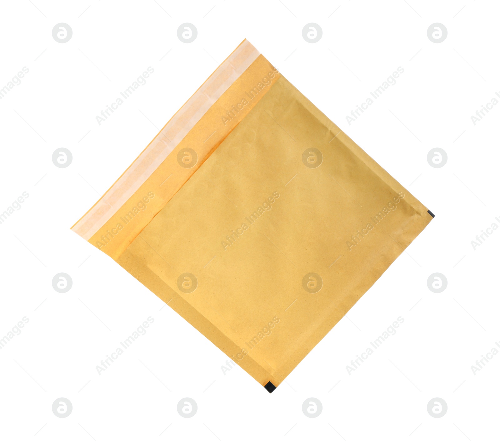 Photo of Kraft paper envelope isolated on white. Mail service