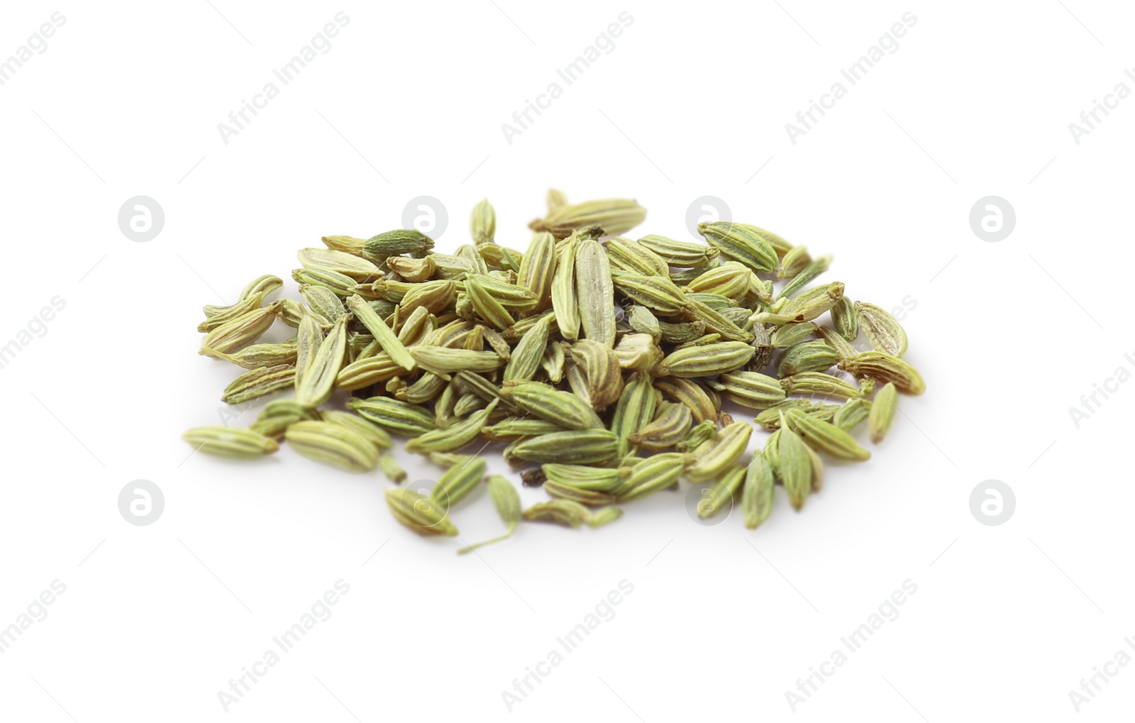 Photo of Pile of dry fennel seeds isolated on white