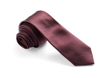 Photo of One brown necktie isolated on white. Men's accessory