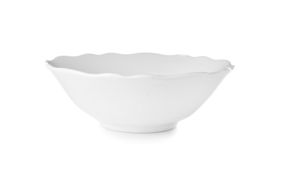 Photo of Ceramic bowl with space for text on white background. Washing dishes