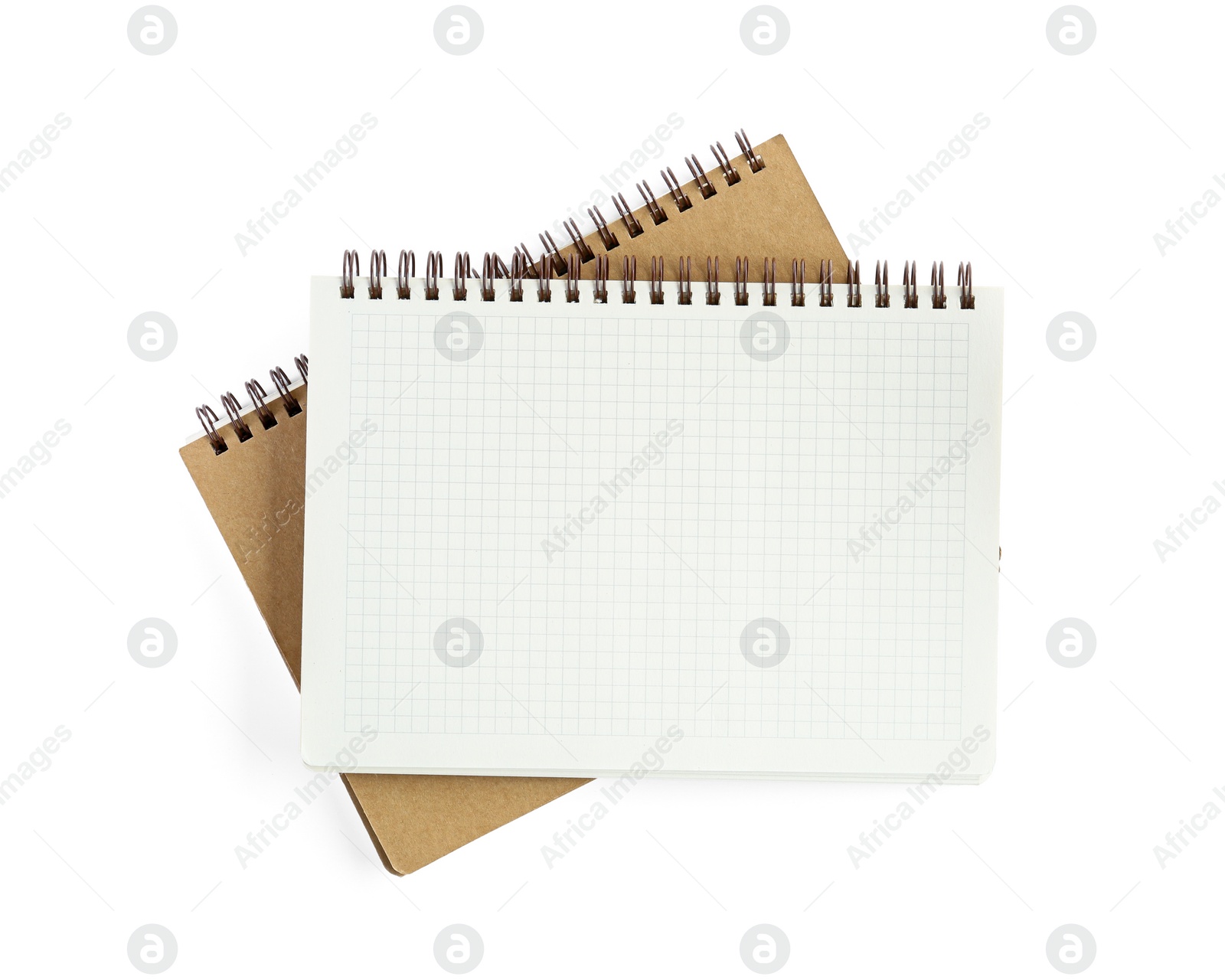 Photo of Two notebooks isolated on white, top view