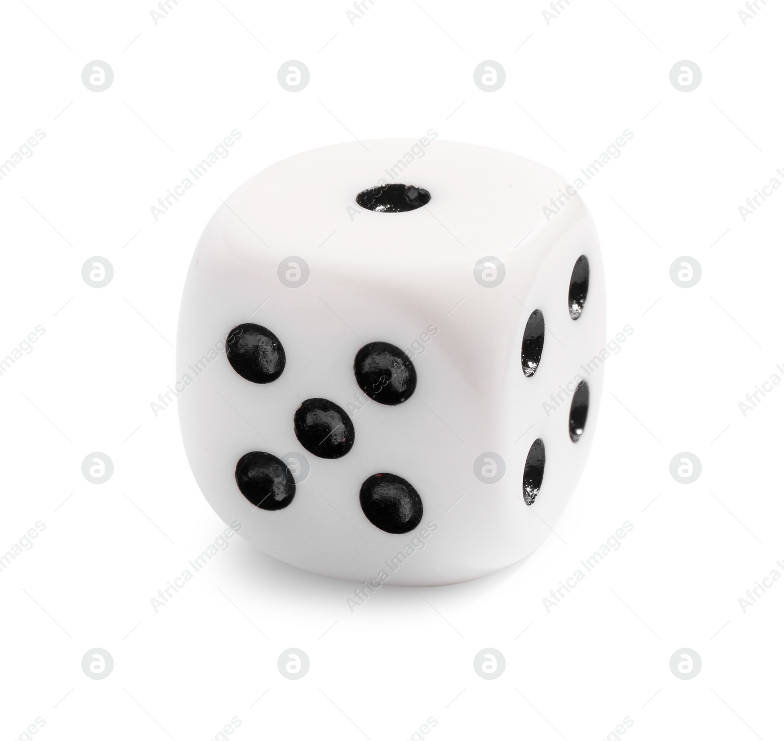 Photo of One dice isolated on white. Game cube