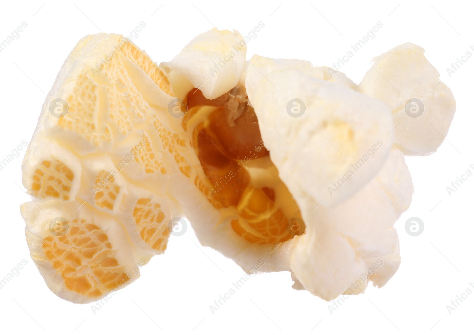 Photo of Kernel of tasty fresh popcorn isolated on white