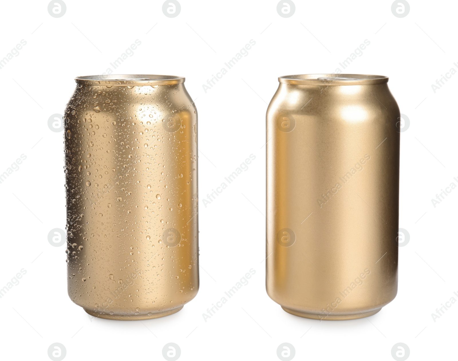 Photo of Aluminium cans of beverage on white background