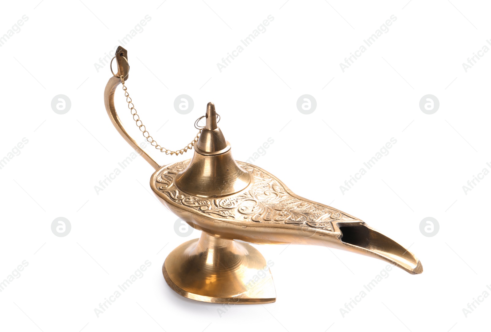 Photo of Aladdin lamp of wishes on white background