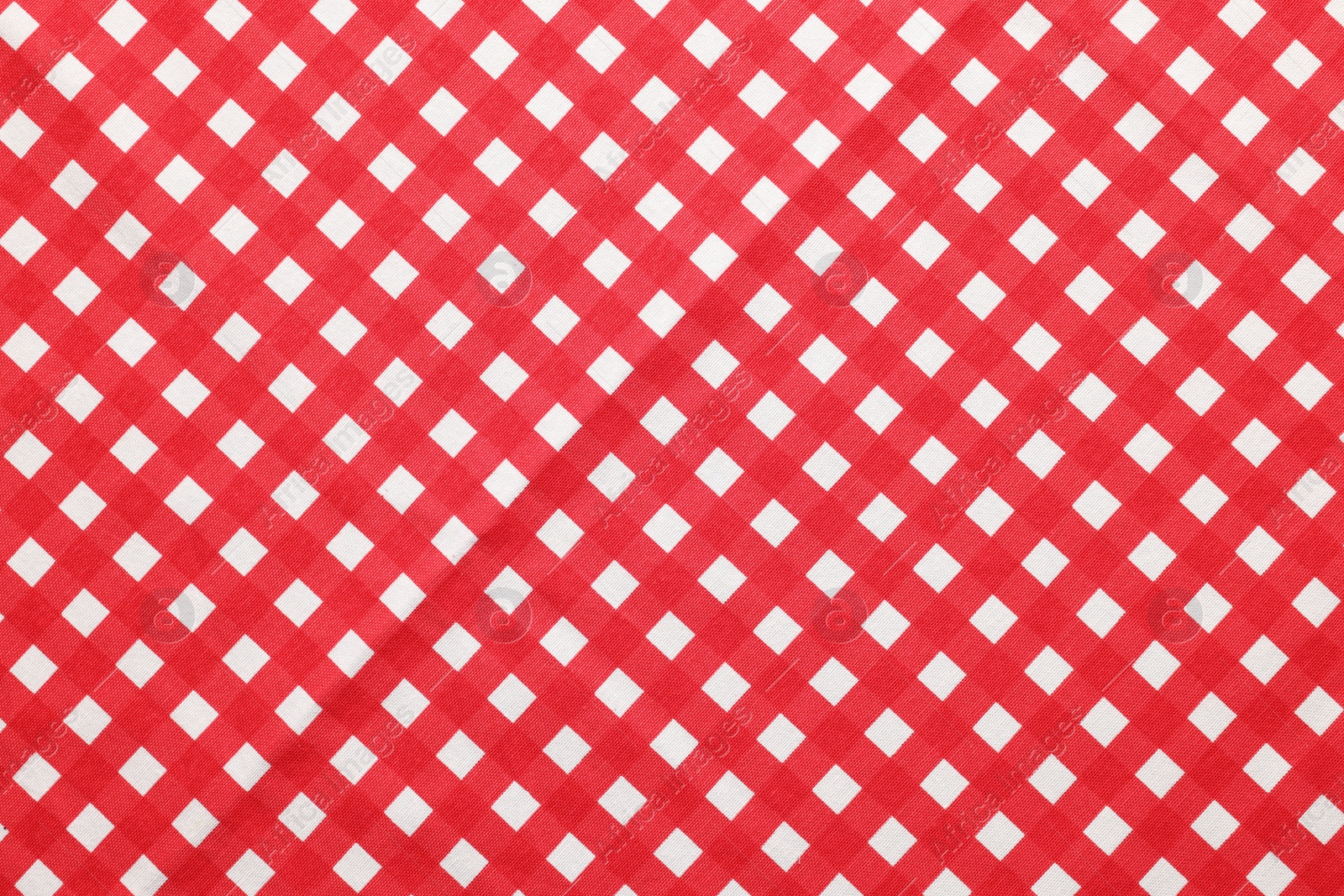 Photo of Red checkered tablecloth as background, top view